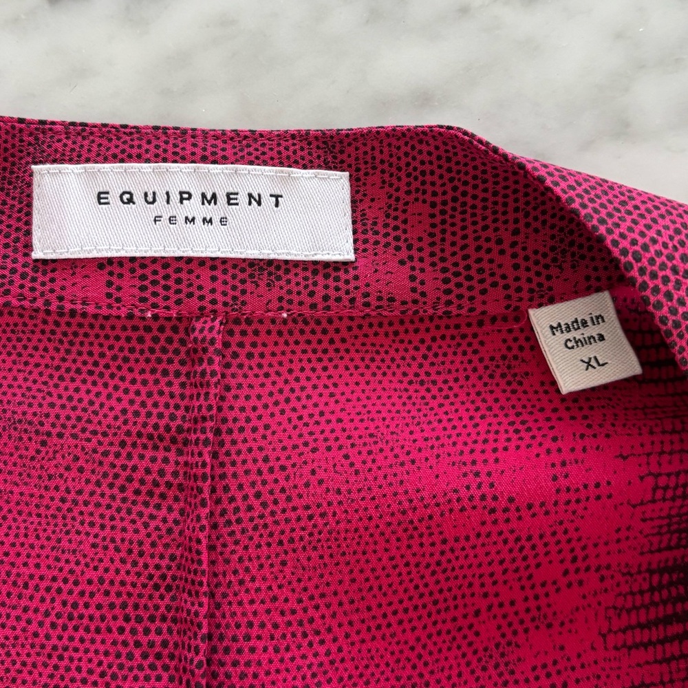 Equipment Red and Black Button-Down Silk Blouse - Picture 7 of 10